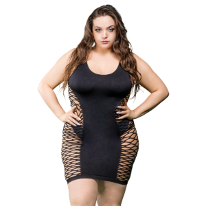 Plus size lingerie teaser dress in black
