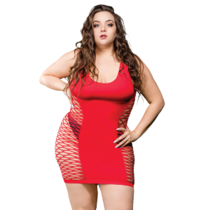 Plus size Hot Peek A Boo dress in red
